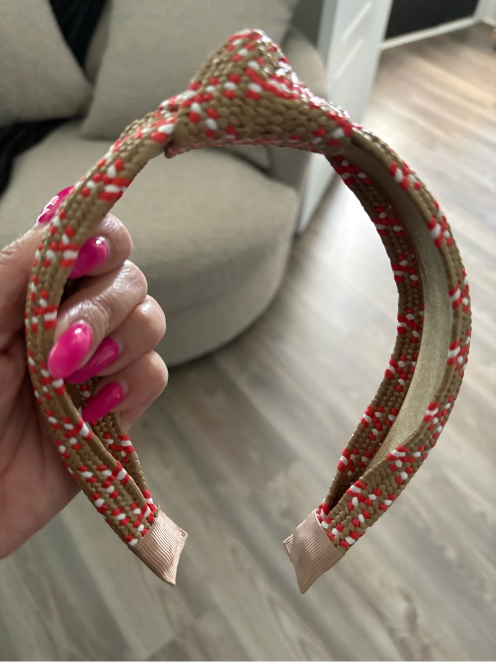 Brown Braided Headband with orange Accent - Women's Accessory